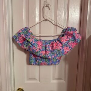 Lilly Pulitzer Floral Off-Shoulder Top - Pink and Blue